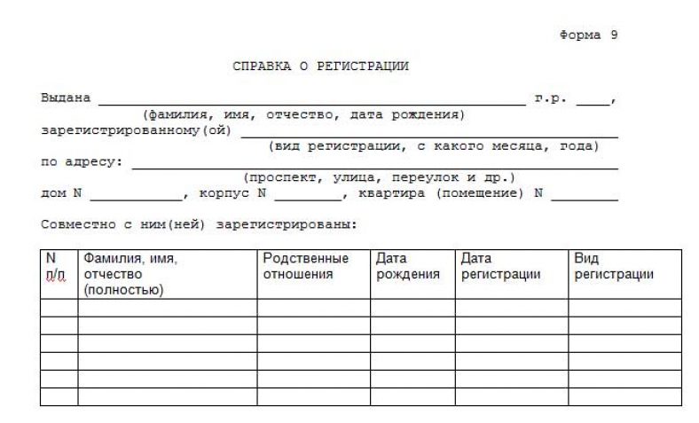 Форма 9 образец